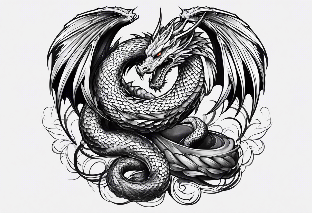 Dragon snake angel tattoo idea