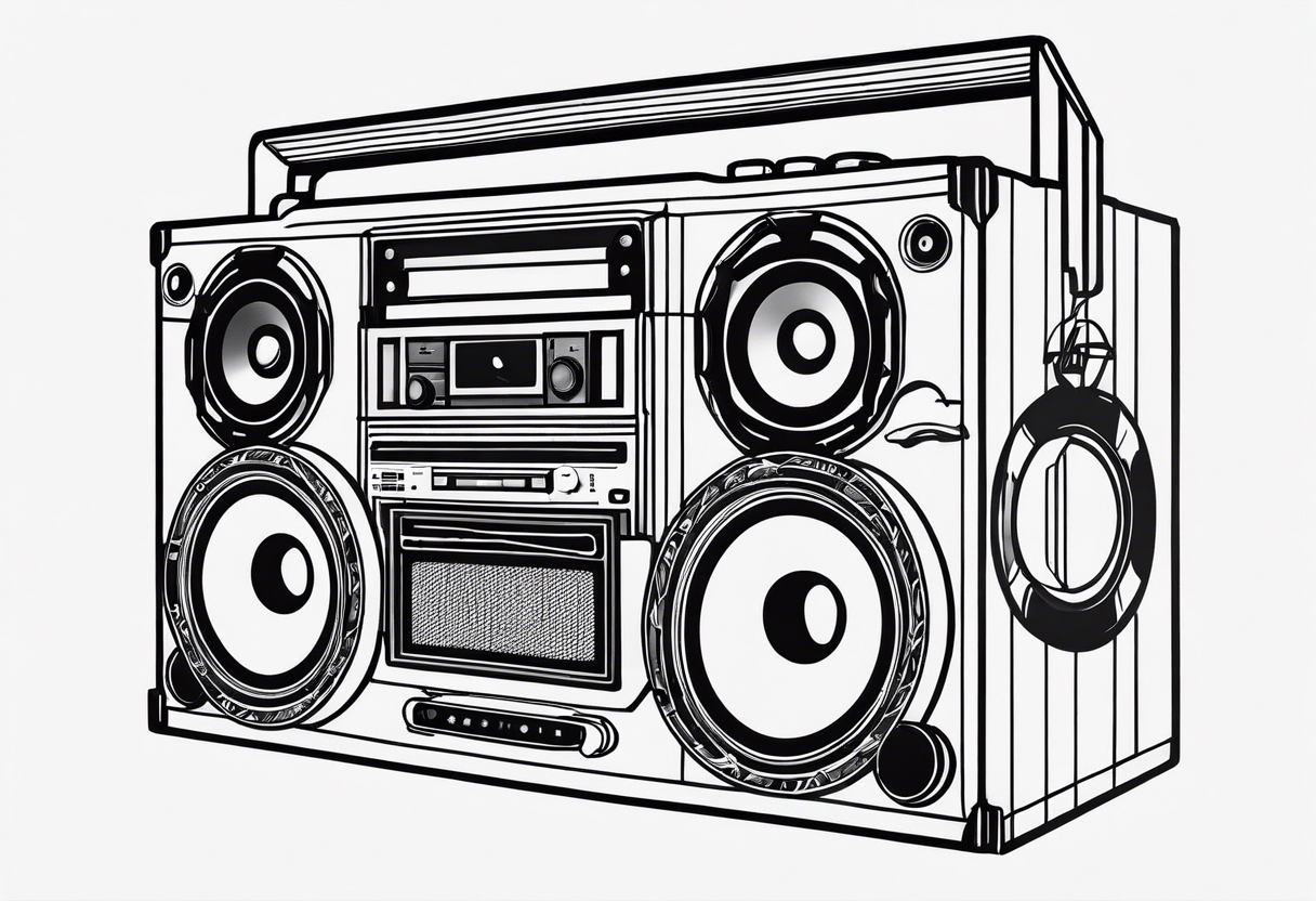 A boombox in fineline very minimalistic tattoo idea