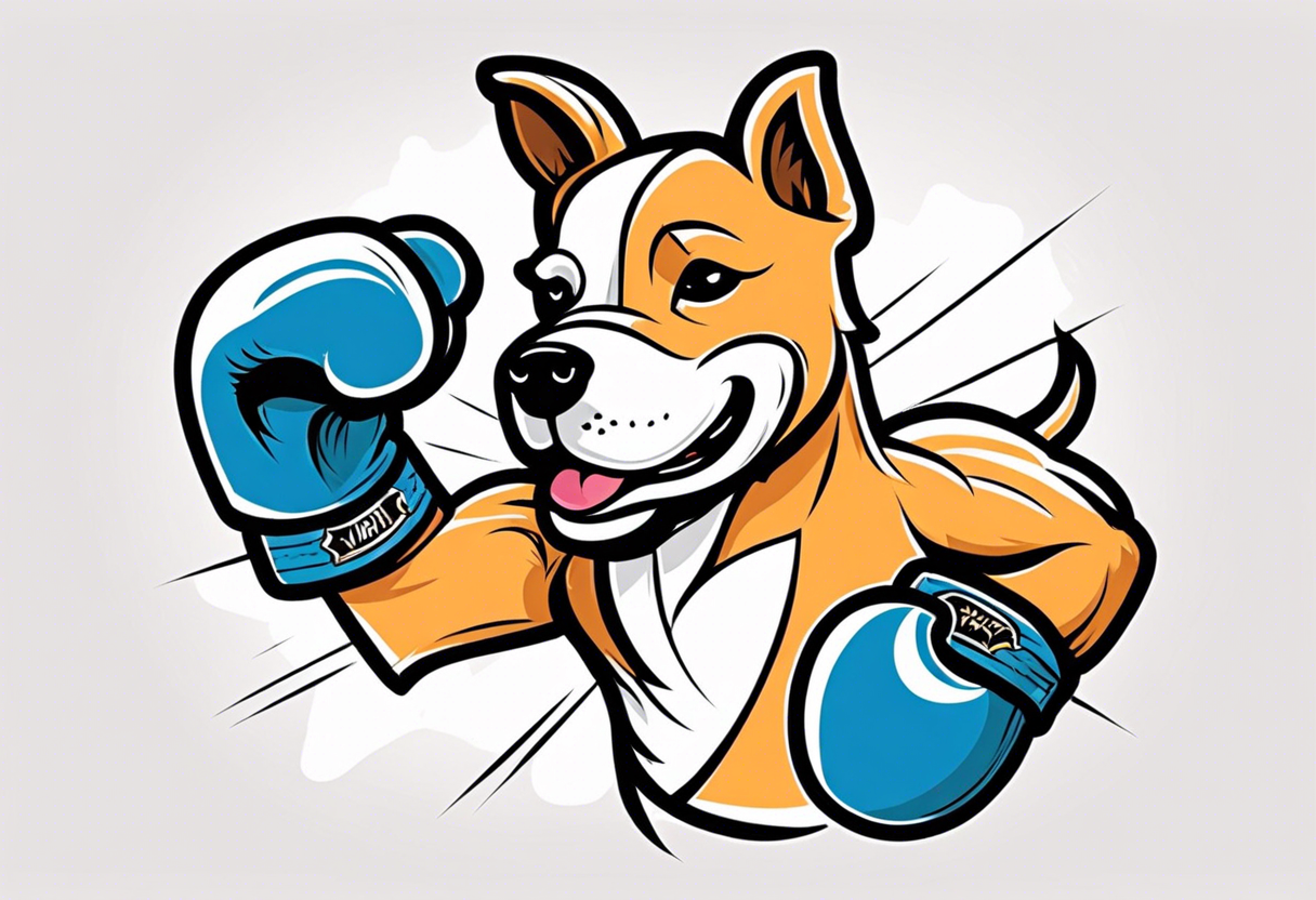 Cute Dog boxing coach tattoo idea