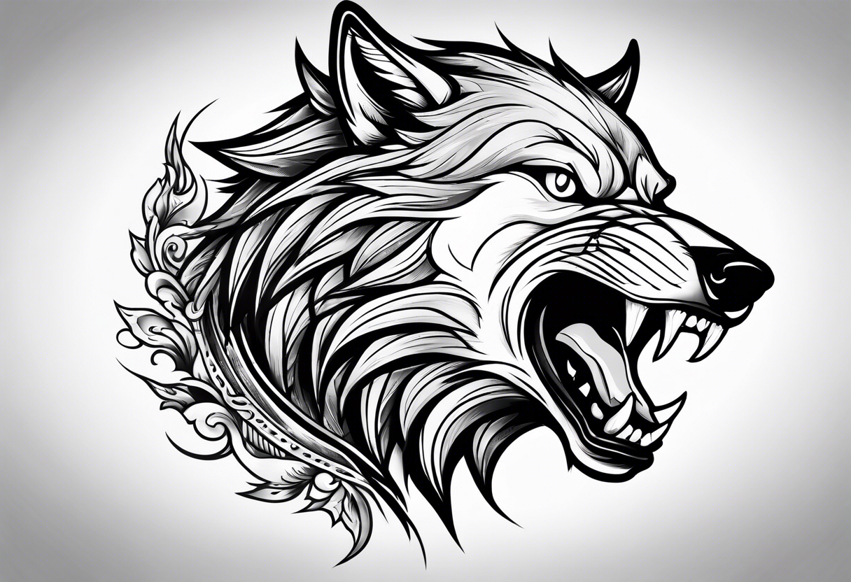 wolf growling tattoo idea