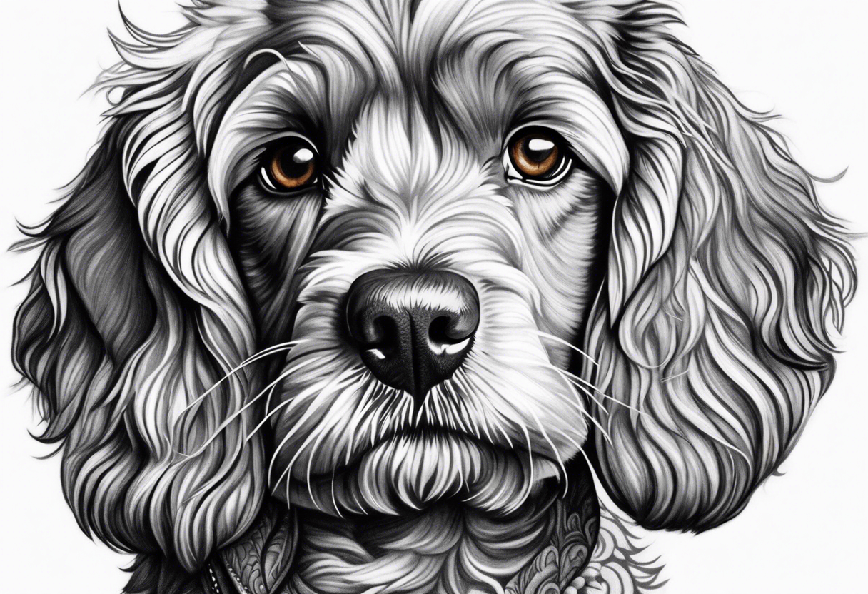 Brown blonde cockapoo staring into my eyes tattoo idea