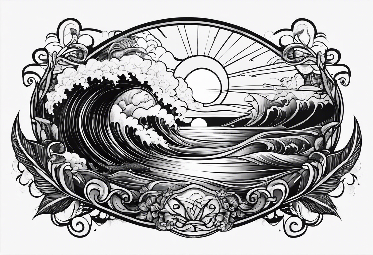 Sea and sunset tattoo.
Simple. black and white. tattoo idea