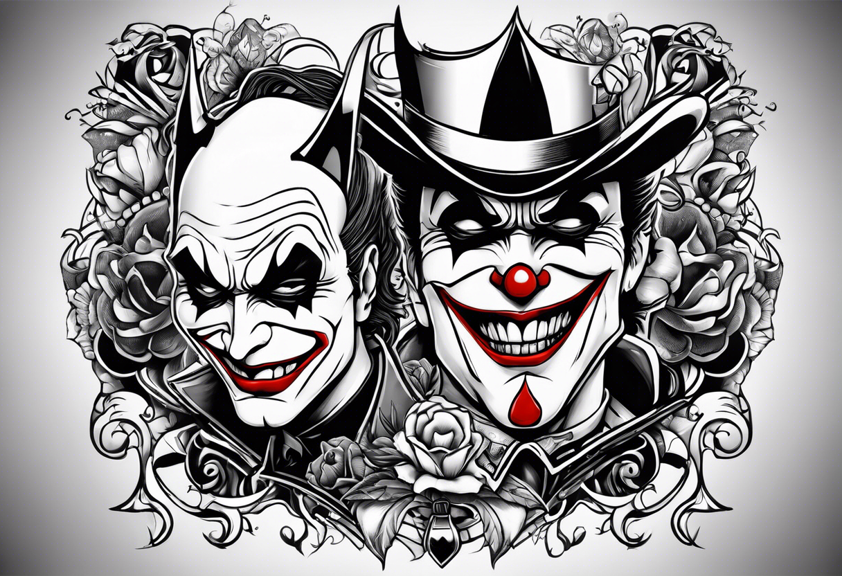 joker and batman on card game tattoo idea