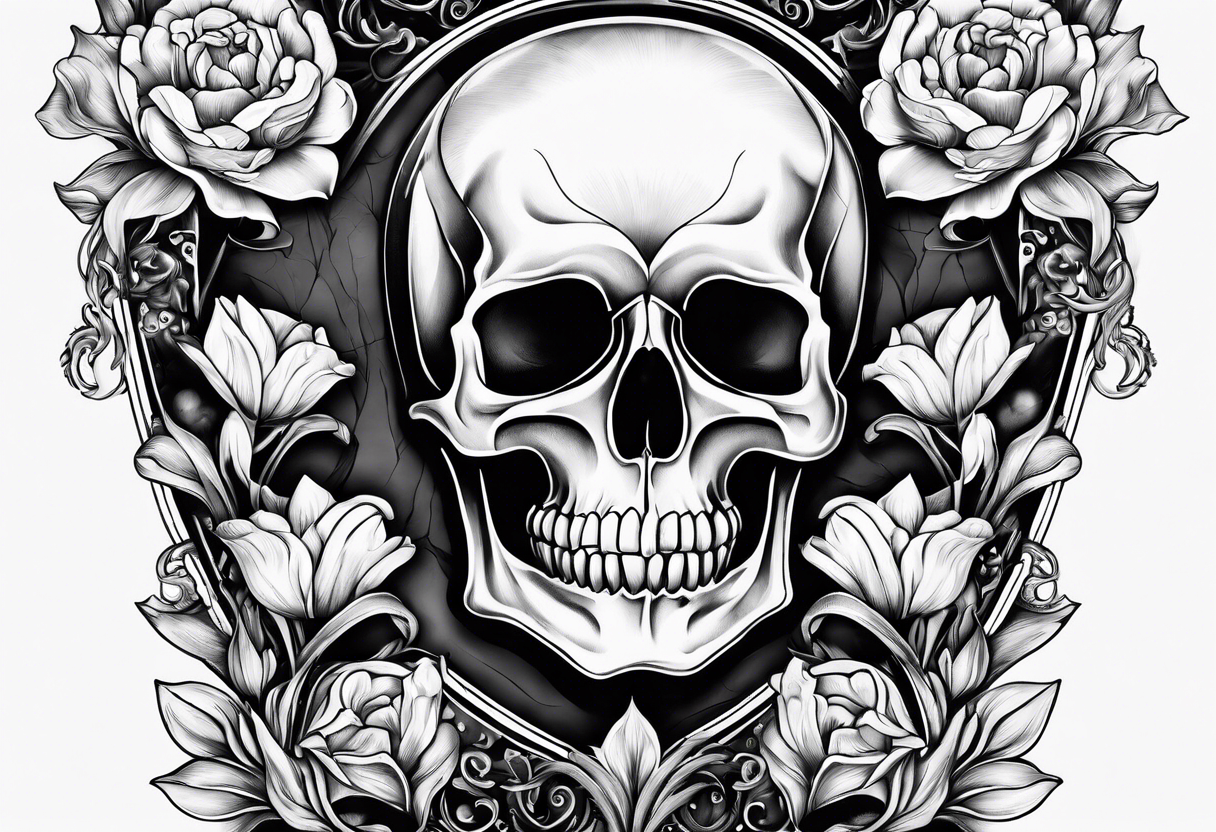 Stoicism Tulip, Skull, hourglass all separate pieces tattoo idea