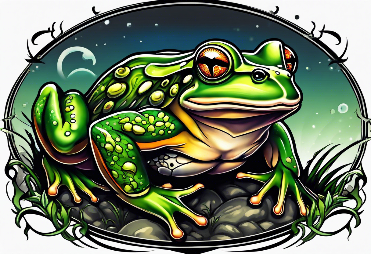 Muscular frog monster tattoo idea