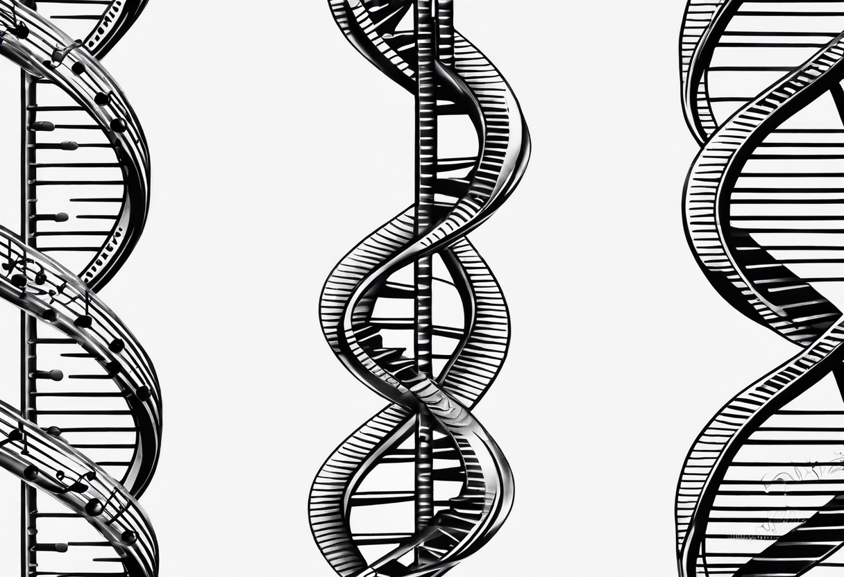 Double helix DNA as music notes tattoo idea