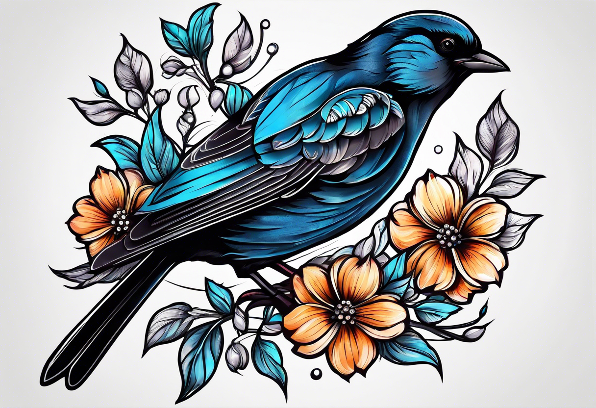 Sunny black birds tattoo idea