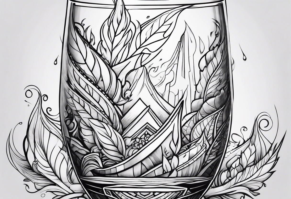 Fire comes from a beverage glass tattoo idea