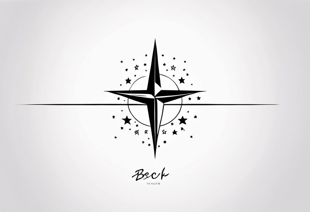 Minimalist tattoo for back and neck with straight line going up beck depicting saying “keep your feet in the ground and your eyes on the stars” tattoo idea