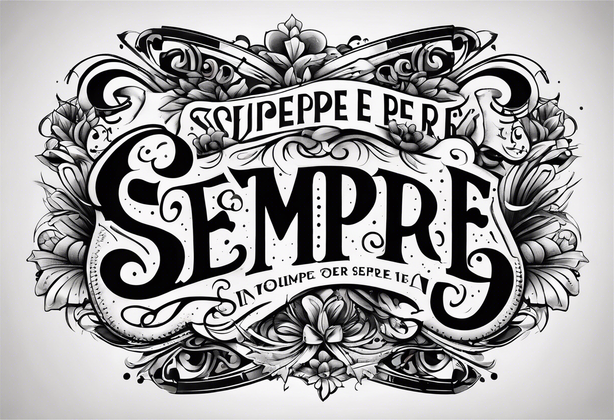 phrase "Sempre e per sempre" in  a classic font style justified. tattoo idea