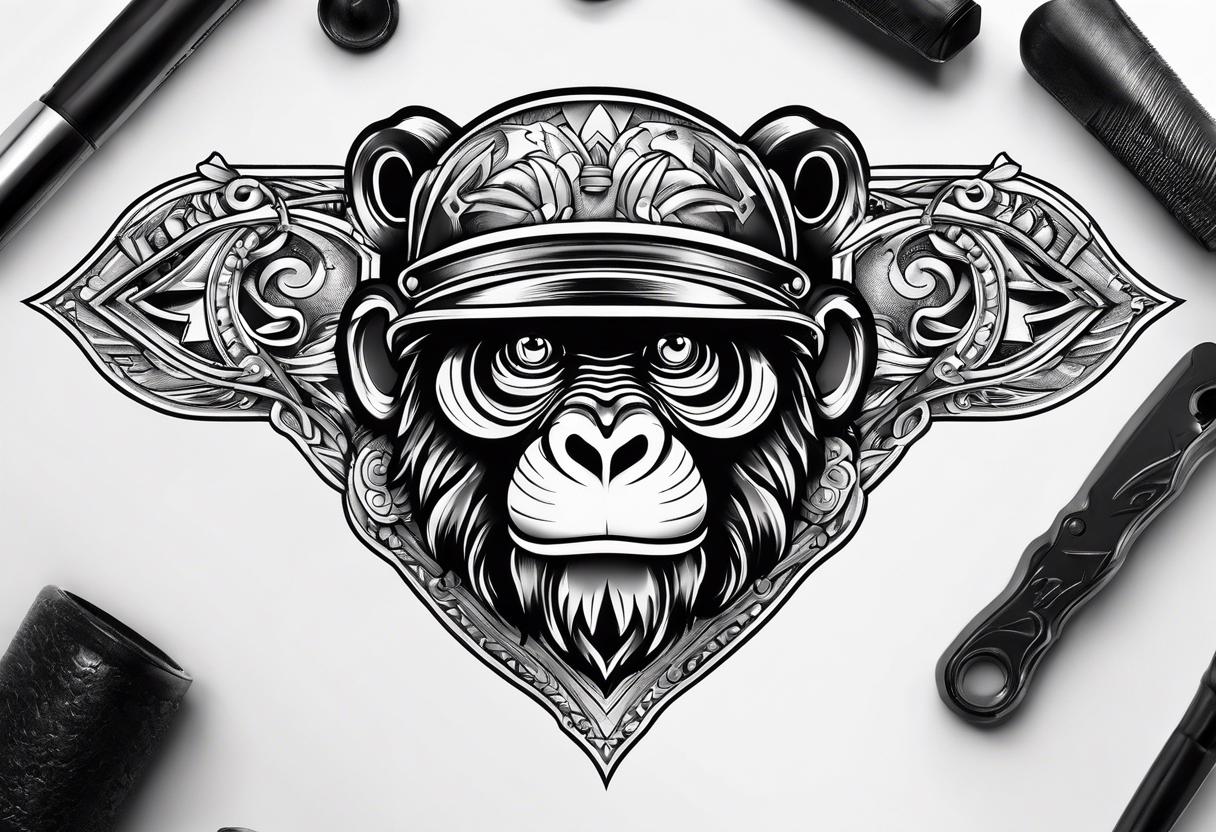 american traditional style monkey 
wrench tattoo idea