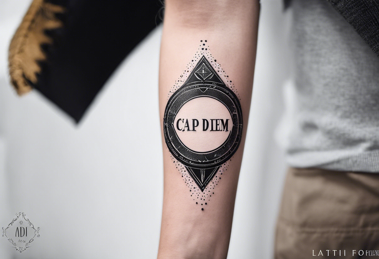 “Carpe Diem” Latin writing with Jedi order logo in the middle tattoo idea