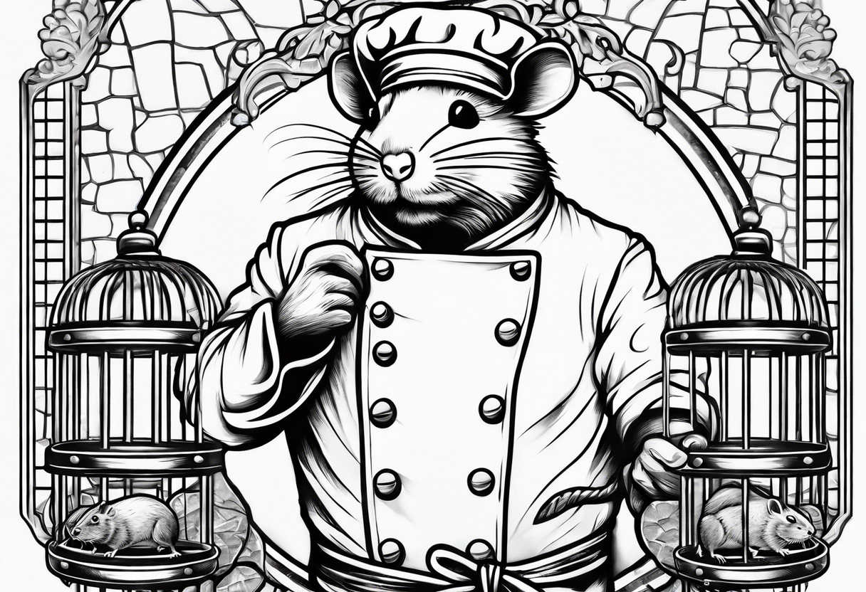 Rat chef behind bars tattoo idea