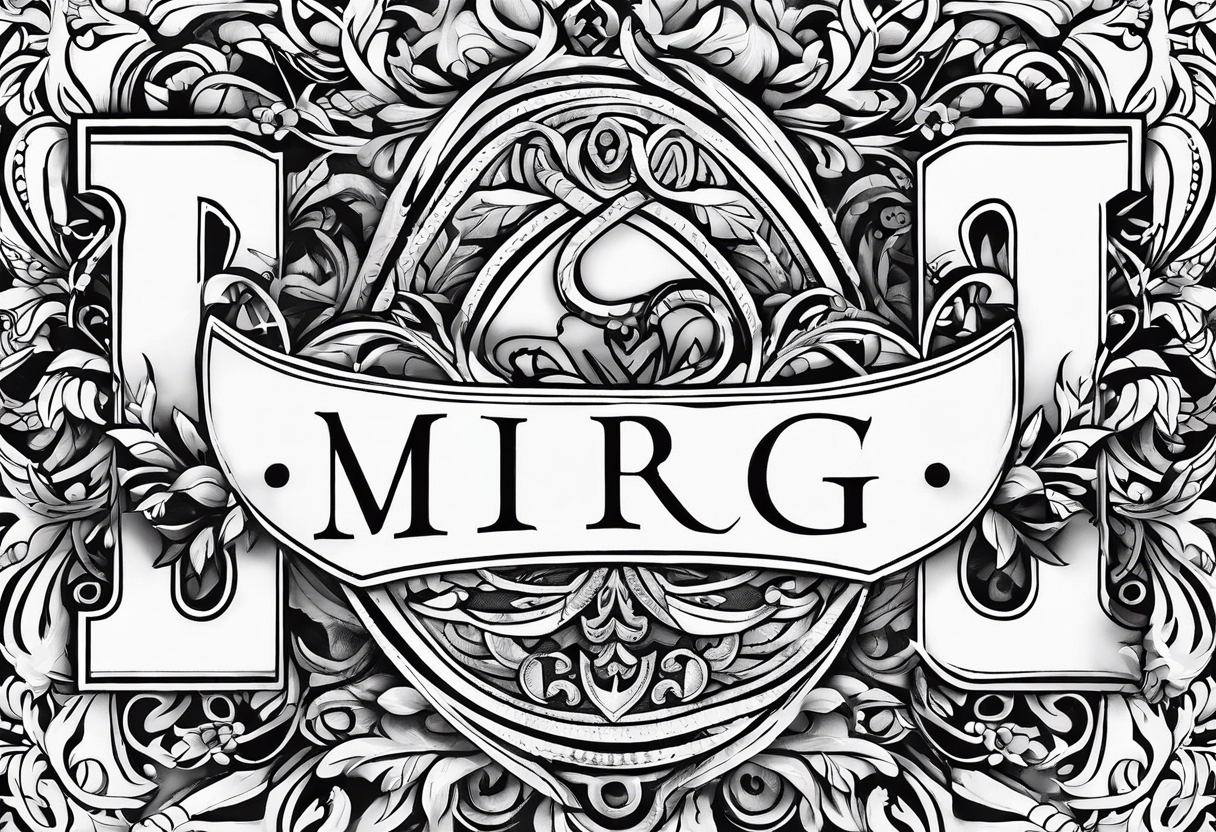 letters: "MRBG" underlined, equally separated
simple, clear, plain, unadorned, white background tattoo idea