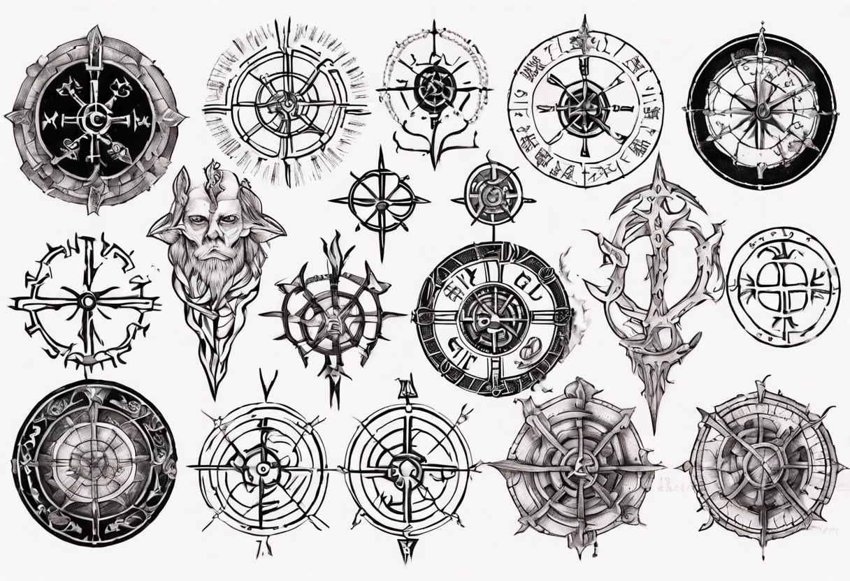 elaborate vegvísir tattoo idea