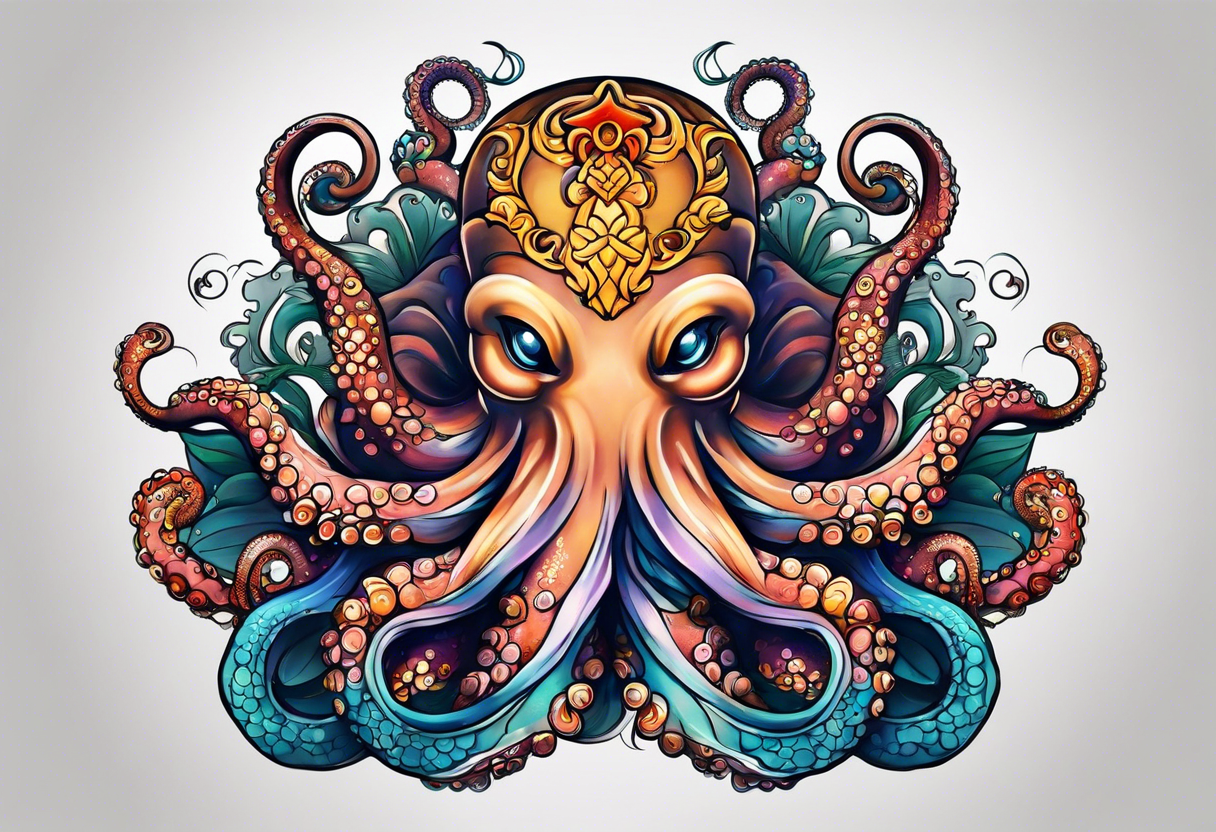 Octopus happy peaceful buddha tattoo idea