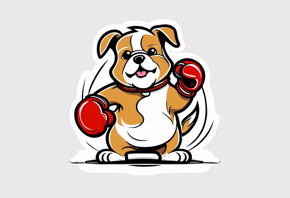 Cute Dog boxing coach tattoo idea