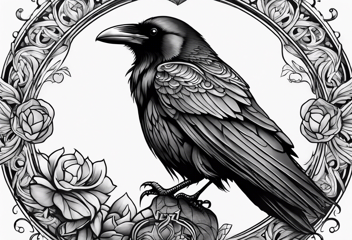 raven perched tattoo idea
