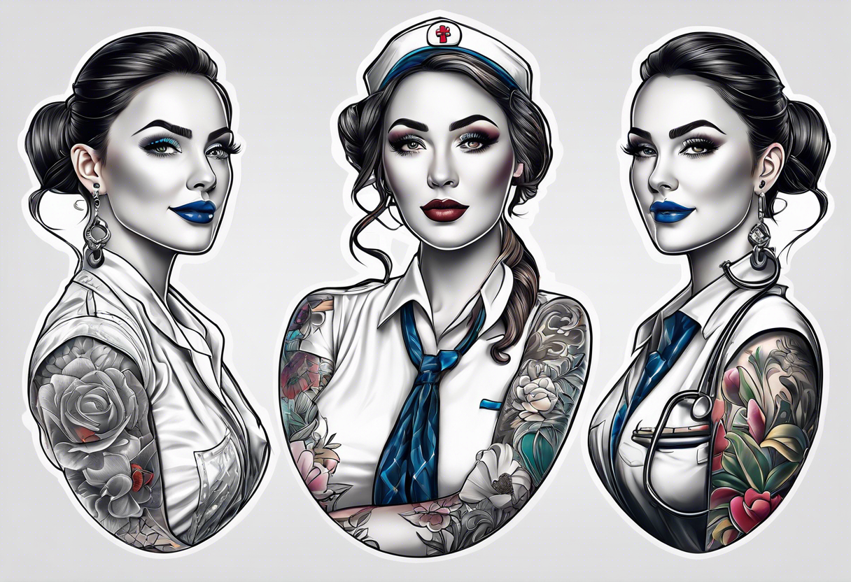 Amazon.com - Traditional Rose Pin Up Nurse Tattoo Design Vinyl Waterproof  Sticker Decal Car Laptop Wall Window Bumper Sticker 5