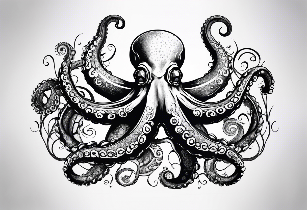 Octopus, pocket watch,seashells tattoo idea