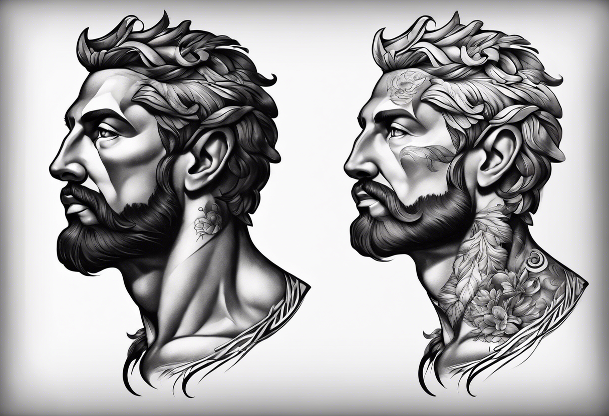 Creation of Adam muscular stoic tattoo idea