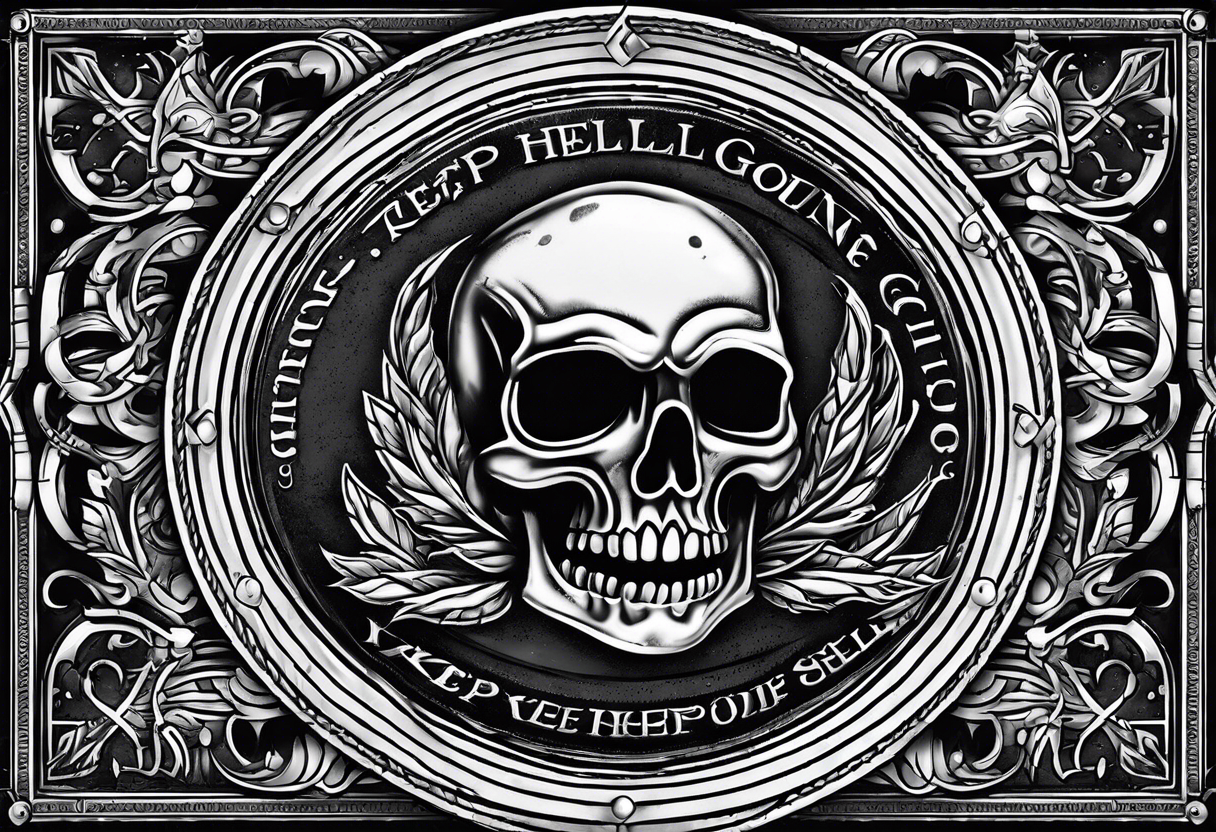 Challenge coin with text
“If your going through hell keep going.” tattoo idea