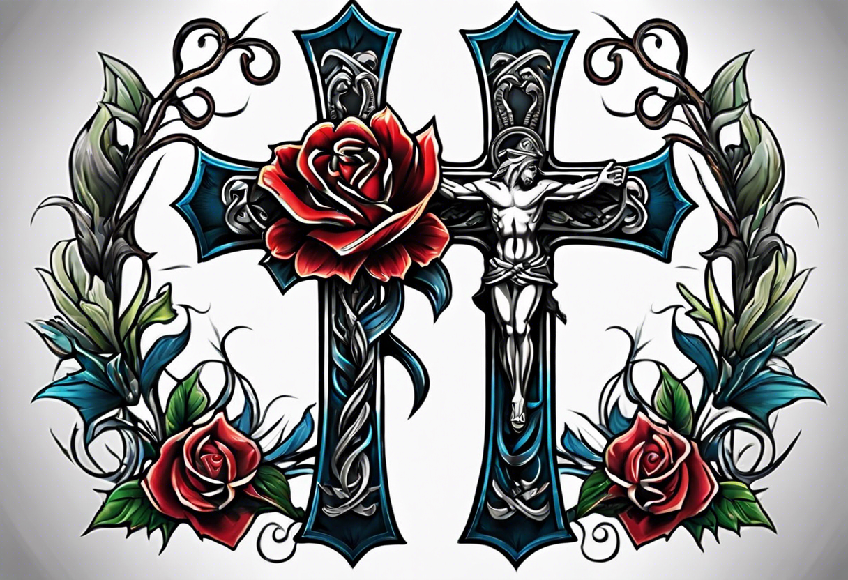 Loyal To The Family Sword Cross and Swallows Full Chest Tattoo|  WannaBeInk.com