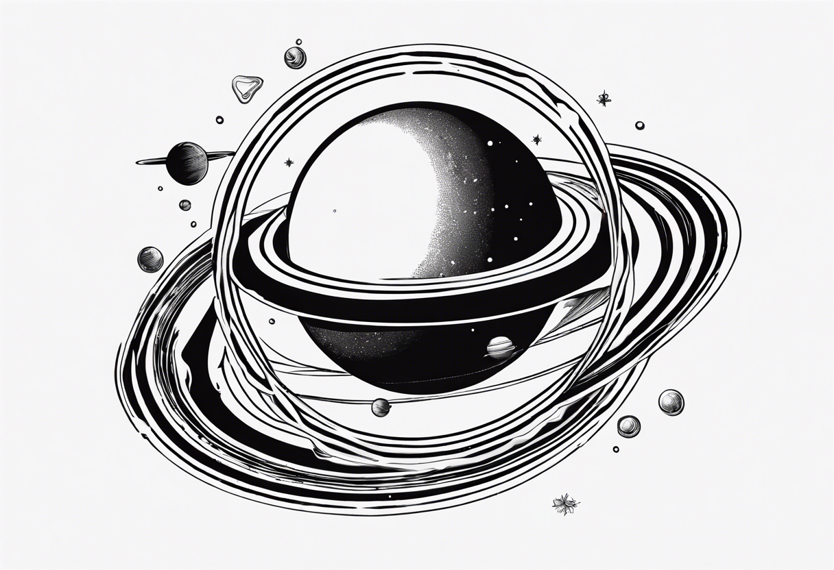 saturn with rings but its a glass of alcohol tattoo idea