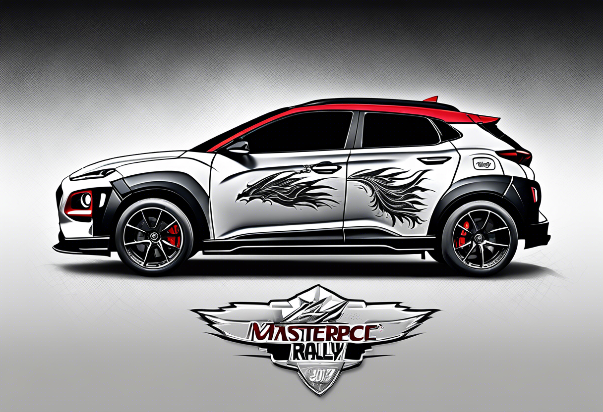 hyundai kona rally muscle car with lightning bolts tattoo idea