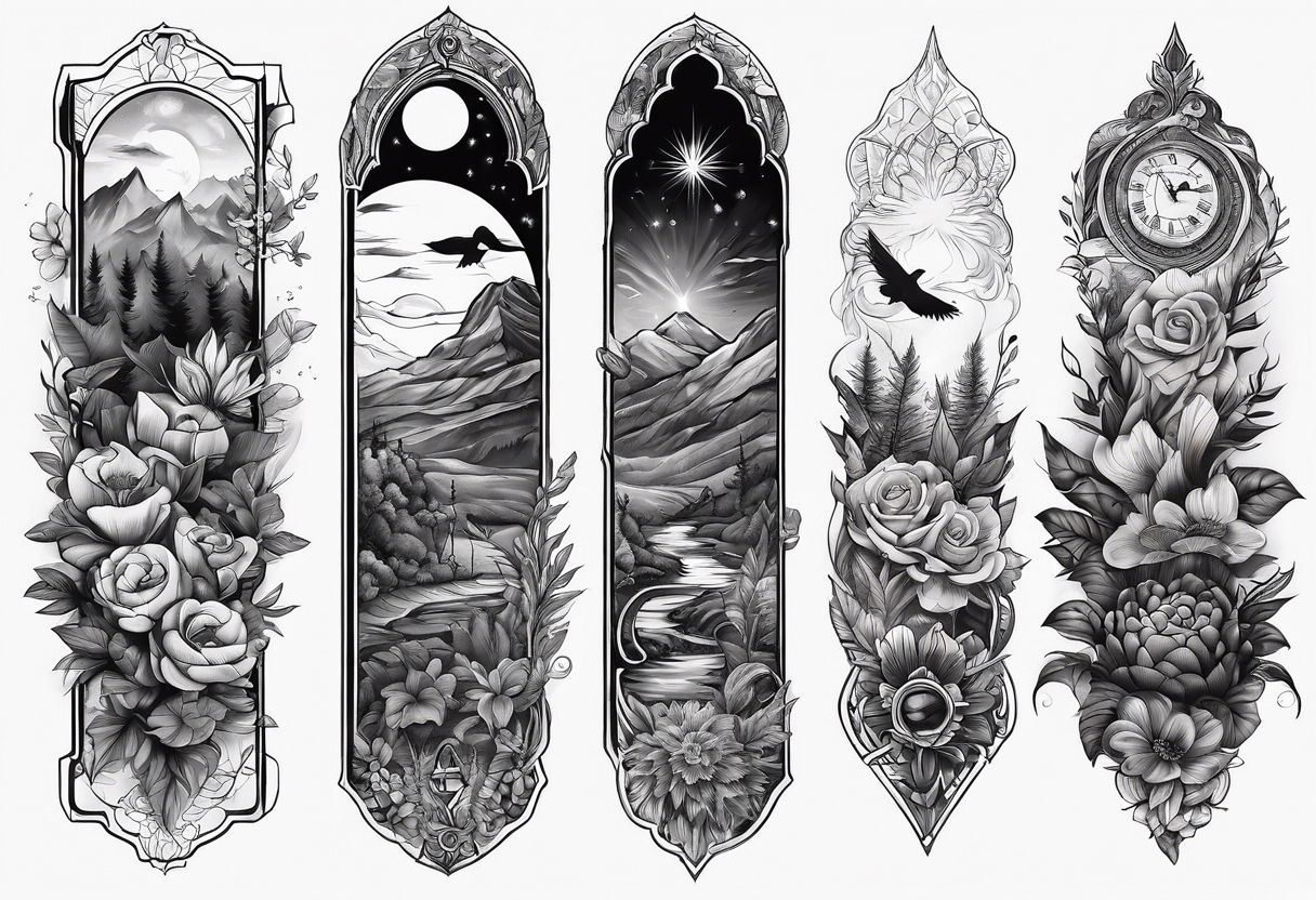 nature sleeve elements for forearm tattoo idea