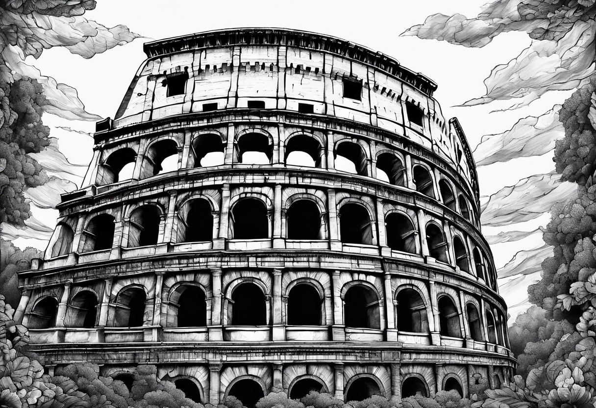 Dystopian colosseum tattoo idea