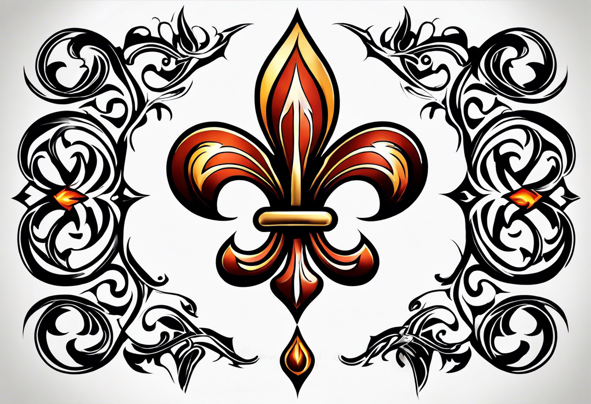 Fleur de lys celtique en flamme tattoo idea