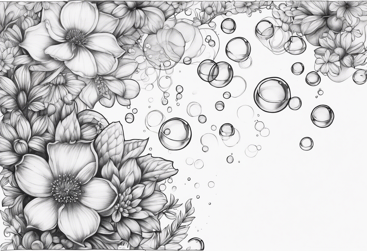 Bubbles organic plants and flowers tattoo idea