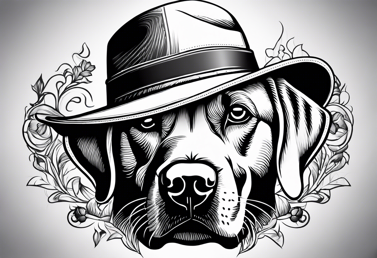 Labrador wearing a hat tattoo idea