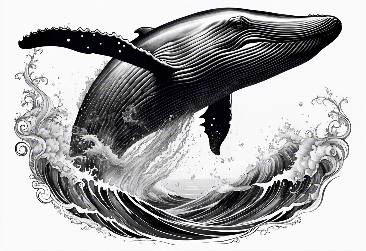 humpback whale on white background, black and white fit in picture tattoo idea