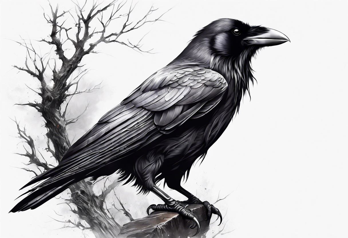 Generate a tattoo of a raven for the forearm tattoo idea
