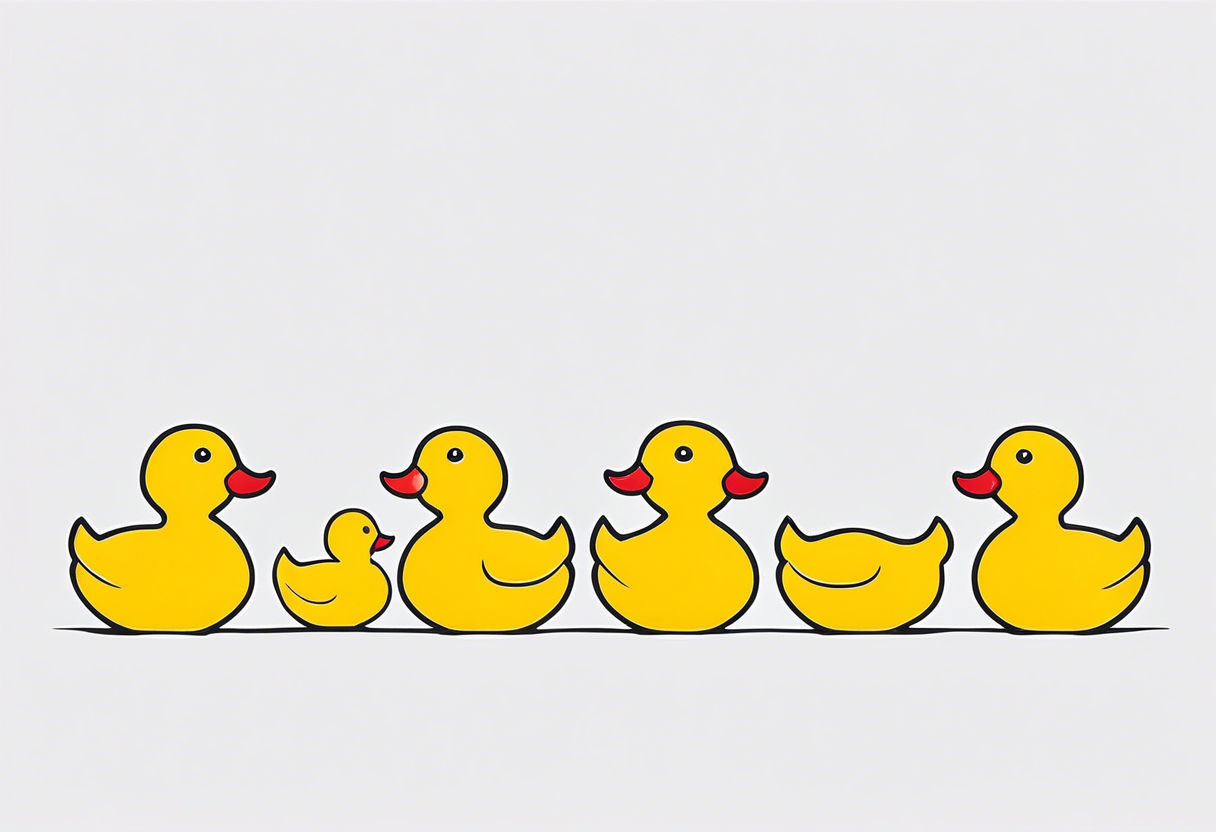 3 rubber ducks in a row side profile 

they are all facing the same way tattoo idea