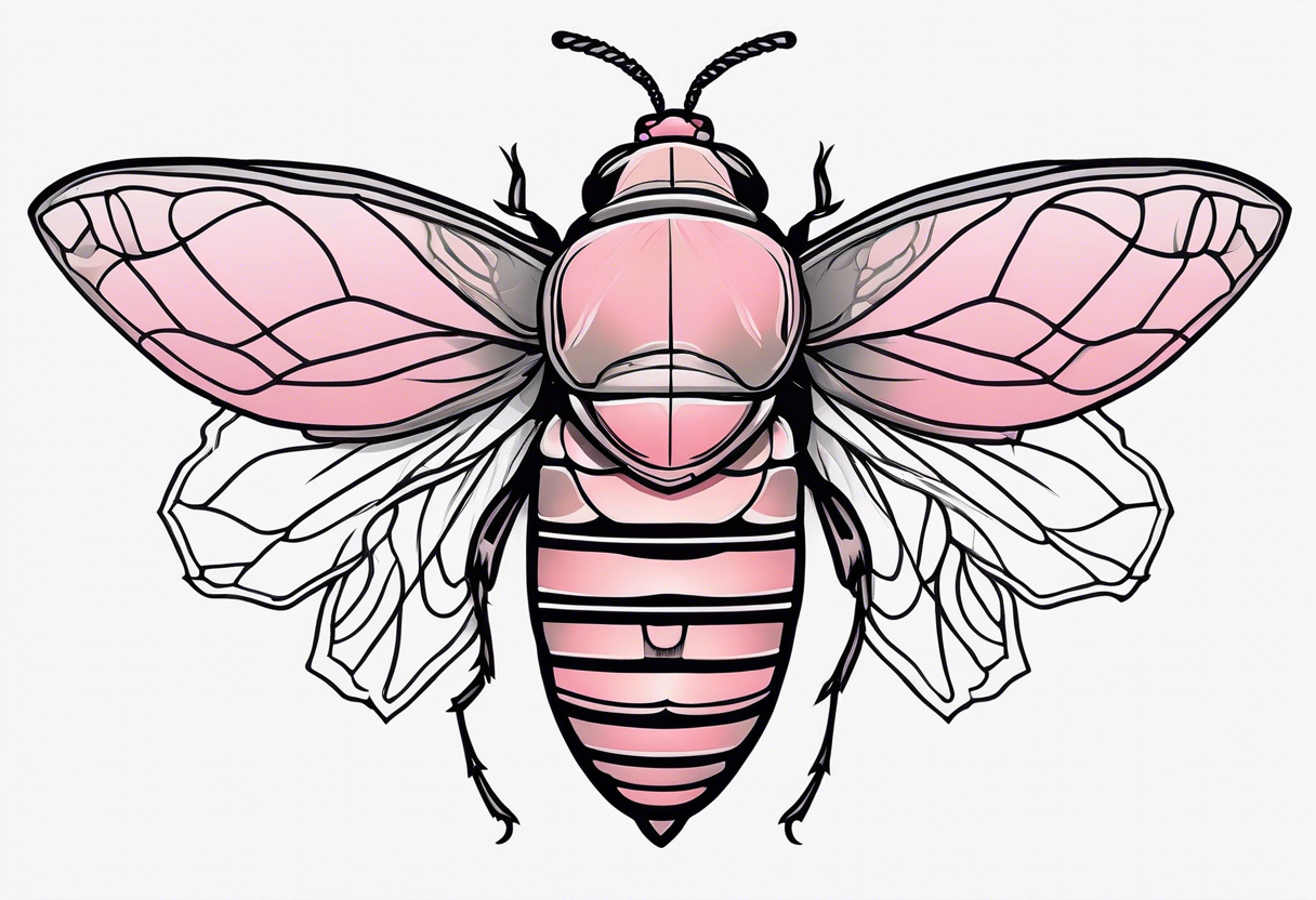 Neo traditional Cicada and pink flower tattoo idea