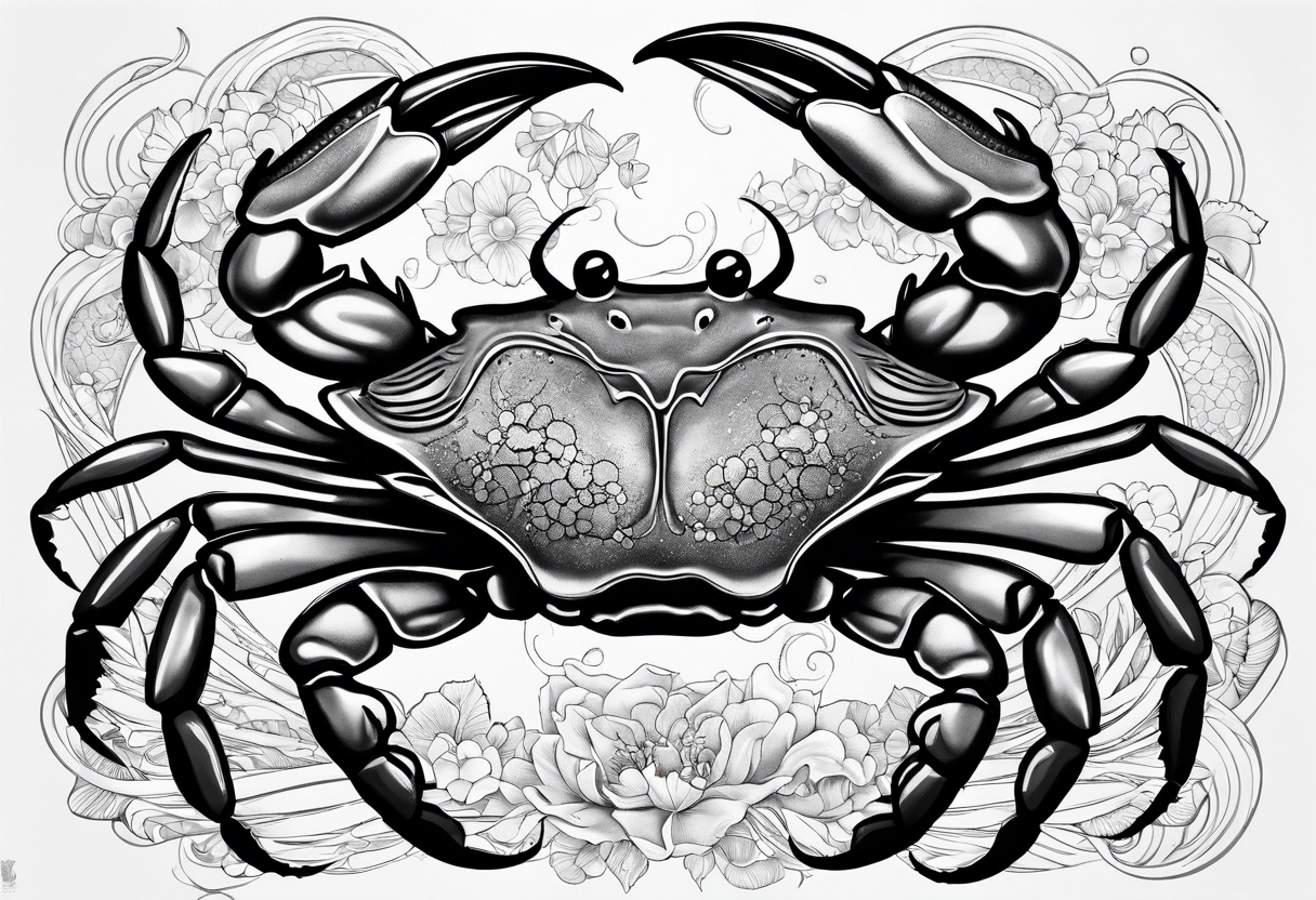 Crabs en blanco en negro con numero 69 tattoo idea