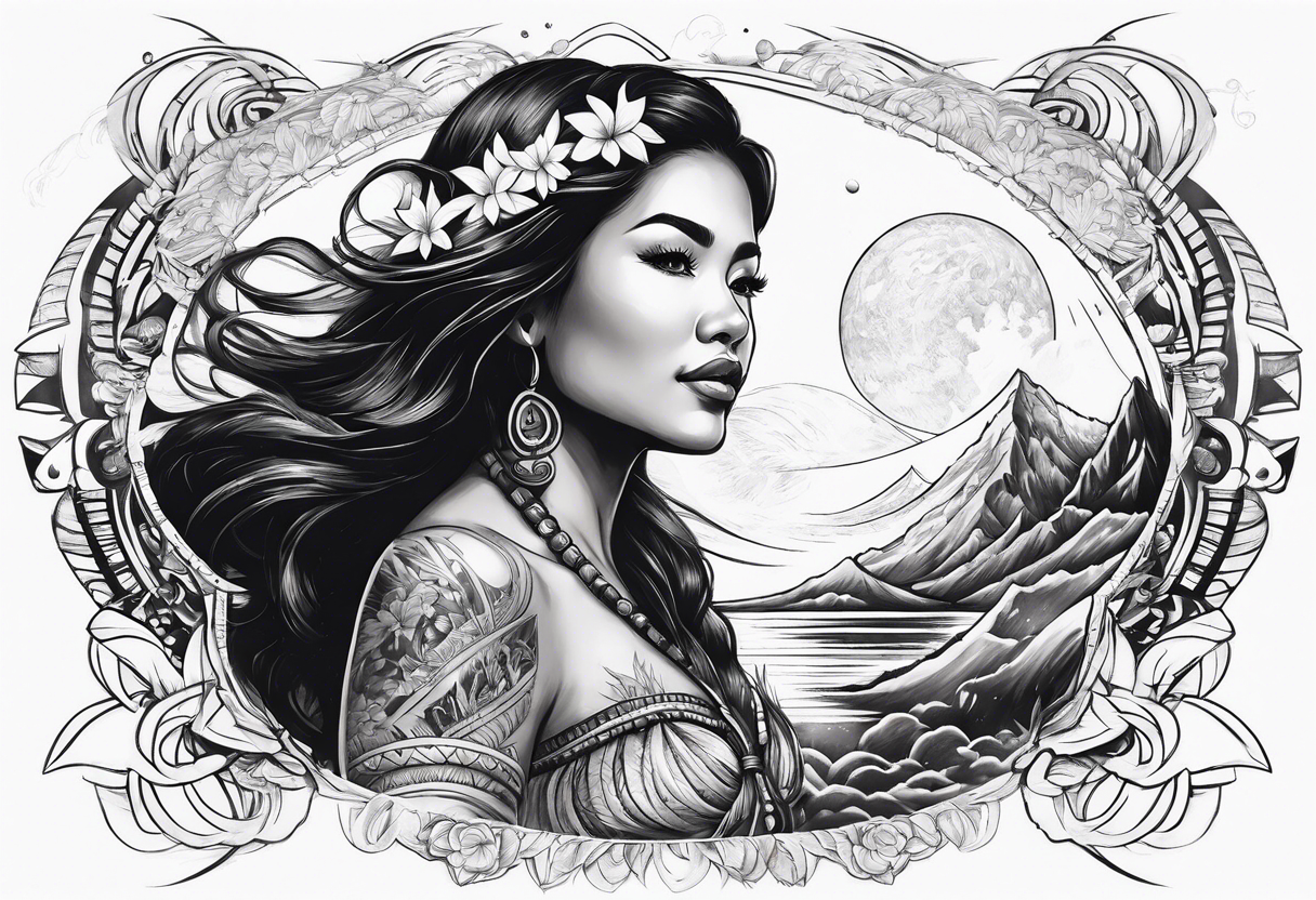 Hula Girl , universe in the background, ascending death tattoo idea