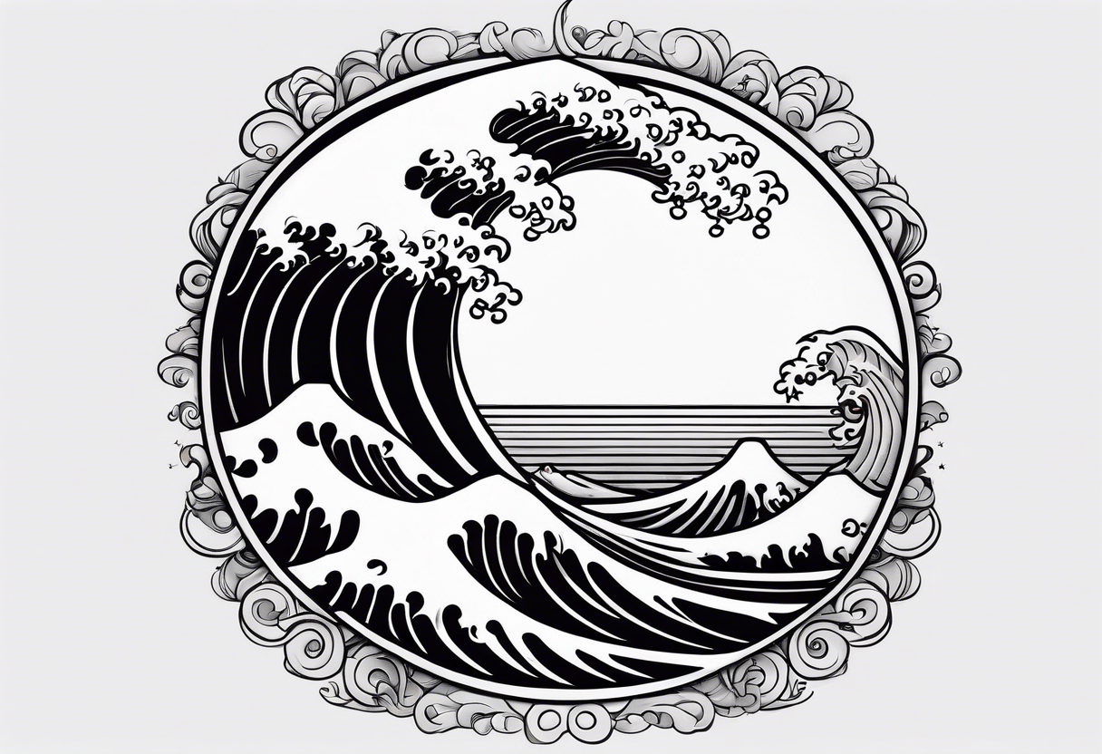 swirly tsunami but more cartoony tattoo idea