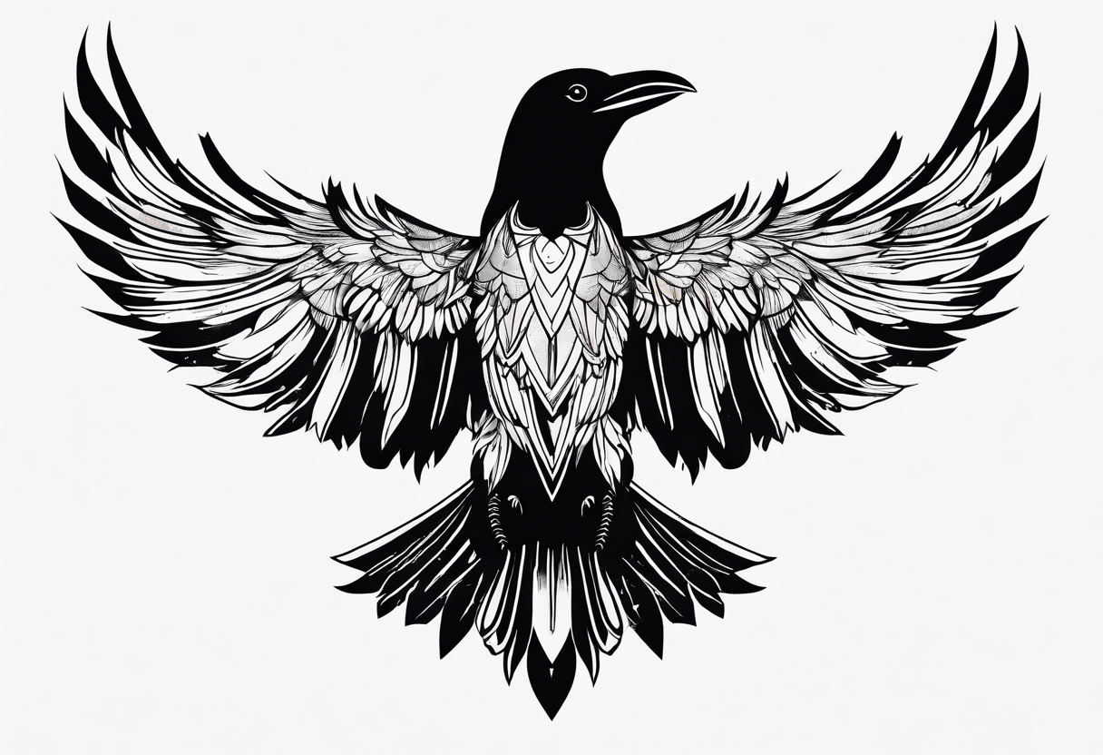 Crow hit by an arrow falls tattoo idea | TattoosAI