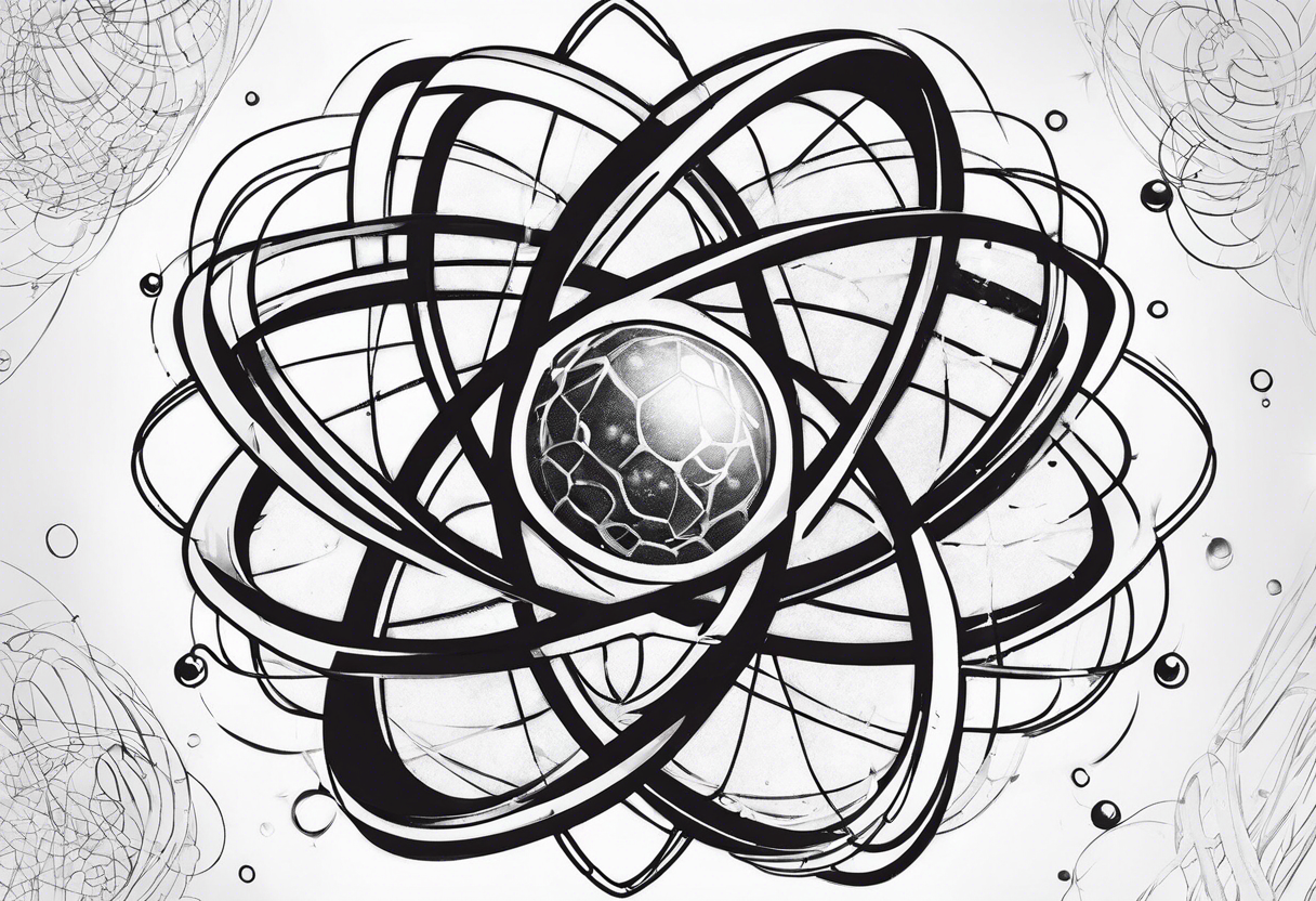 atom with quantum wave of electrons tattoo idea