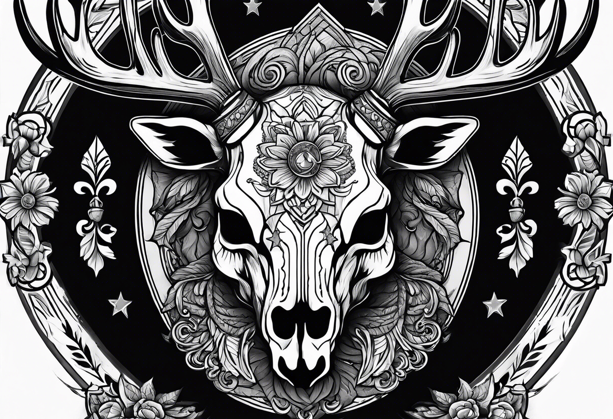 Dead deer skull tattoo idea