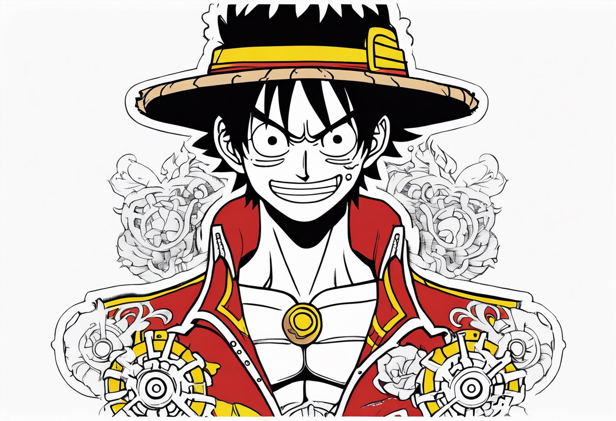 Luffy half normal half gear 5 tattoo idea