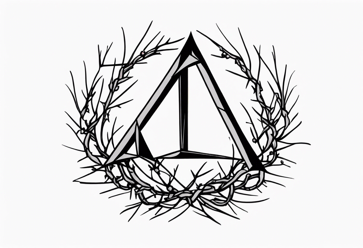 simple letter delta inside a crown of thorns tattoo idea