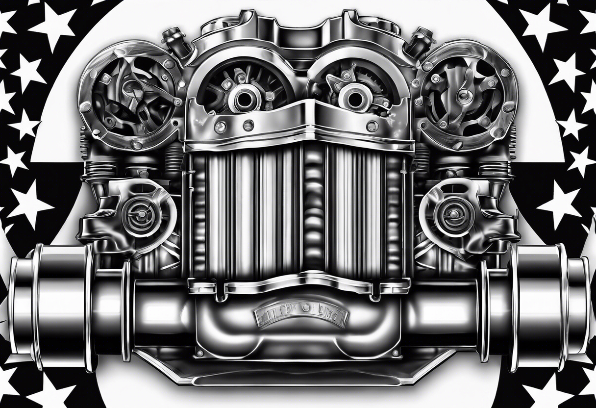 american flag engine pistons tattoo idea