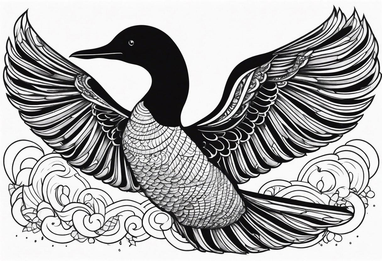 Loon stretching wings tattoo idea