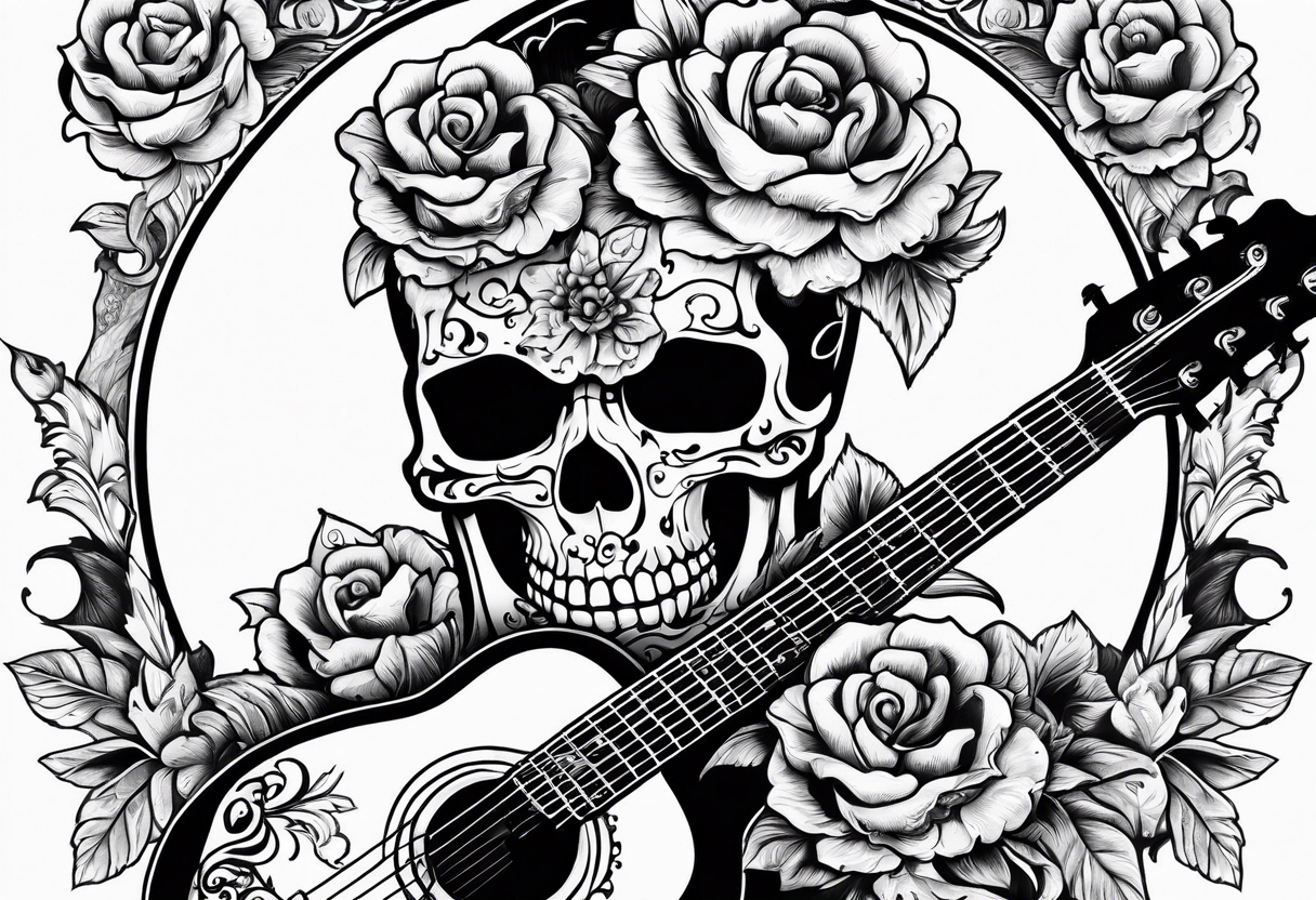 Guitar, skulls, flowers, cute dragon tattoo idea