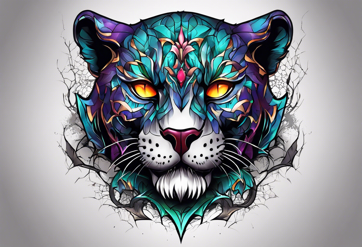 Panther skull cracked tattoo idea